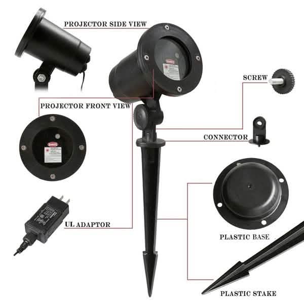 Projecteur laser étanche vert et rouge chaud pour intérieur et extérieur