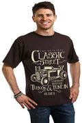 T-shirt graphique classique à manches courtes en viscose de bambou et coton biologique Hot Rod pour homme