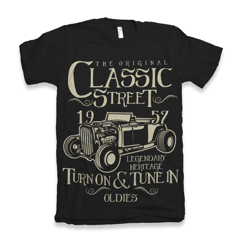 T-shirt graphique classique à manches courtes en viscose de bambou et coton biologique Hot Rod pour homme