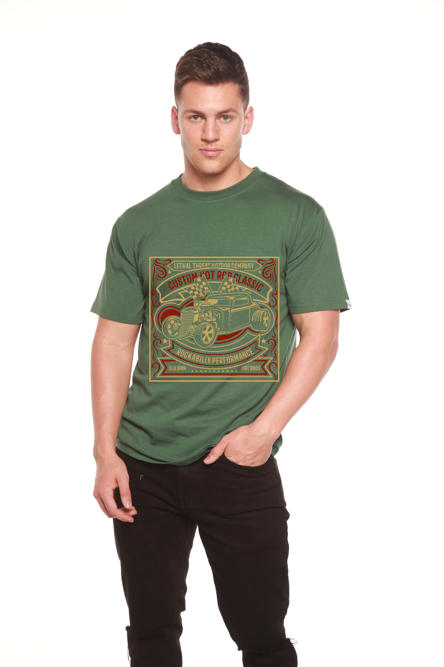 T-shirt à manches courtes et motif Hot Rod pour homme en bambou, viscose et coton biologique