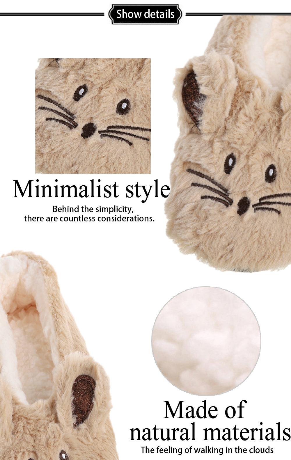 Chausson d'intérieur hiver pour femme, antidérapant, en coton doux et chaud avec fausse fourrure, oreilles de souris, mousse à mémoire de forme, moelleux et confortable