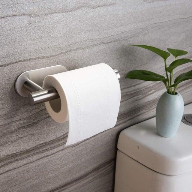 Support de rouleau de papier toilette adhésif pour la maison, support de papier toilette mural en acier inoxydable pour salle de bain, porte-papier toilette autocollant, support de rouleau de papier toilette mural pour salle de bain