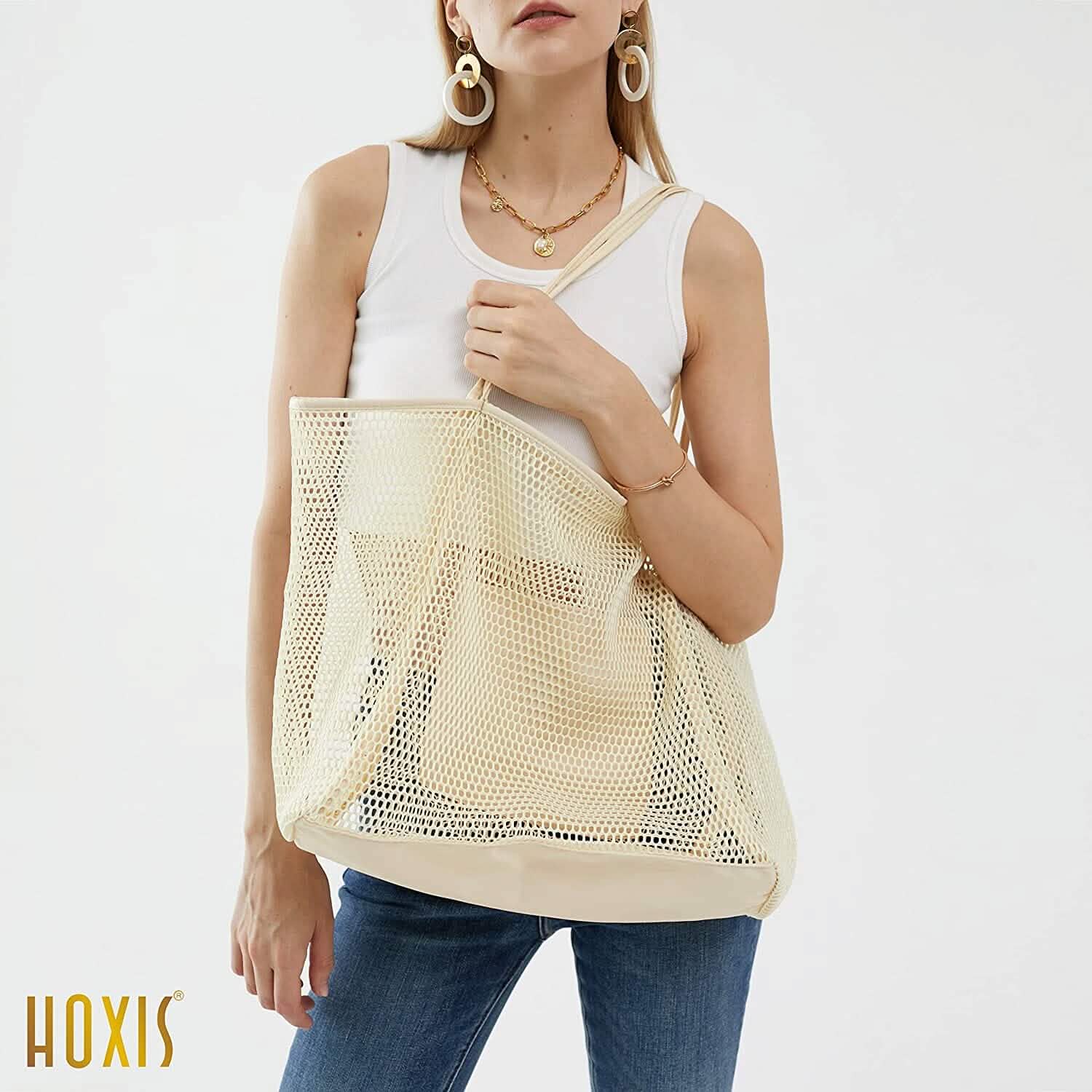 HOXIS Sac à Bandoulière en Maille de Plage pour Femme