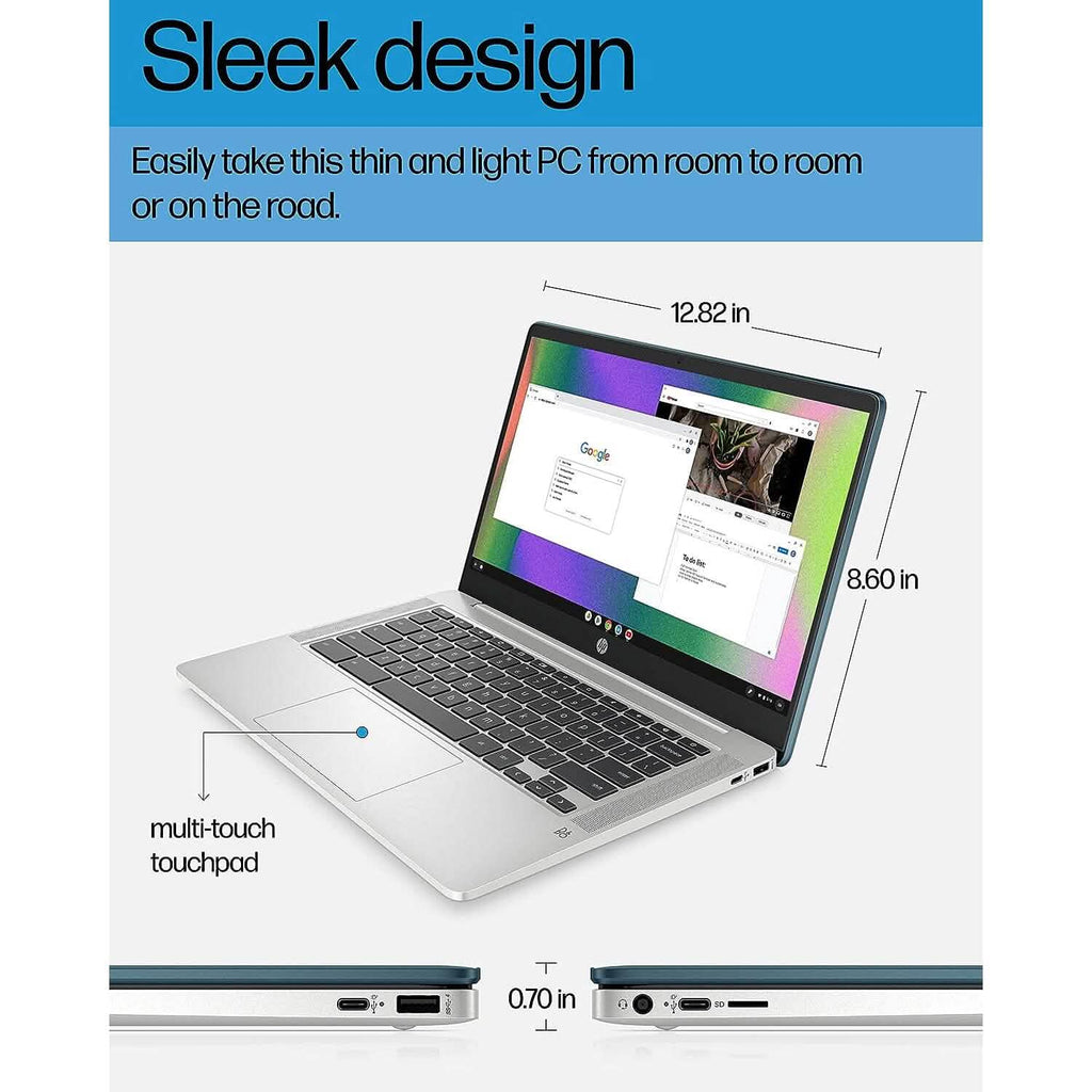 HP 14a-na0220nr, Chromebook HD 14" Intel Celeron N4120, 4 Go de RAM, 64 Go eMMC (Reconditionné)