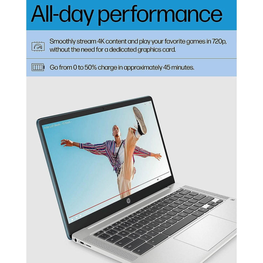 HP 14a-na0220nr, Chromebook HD 14" Intel Celeron N4120, 4 Go de RAM, 64 Go eMMC (Reconditionné)