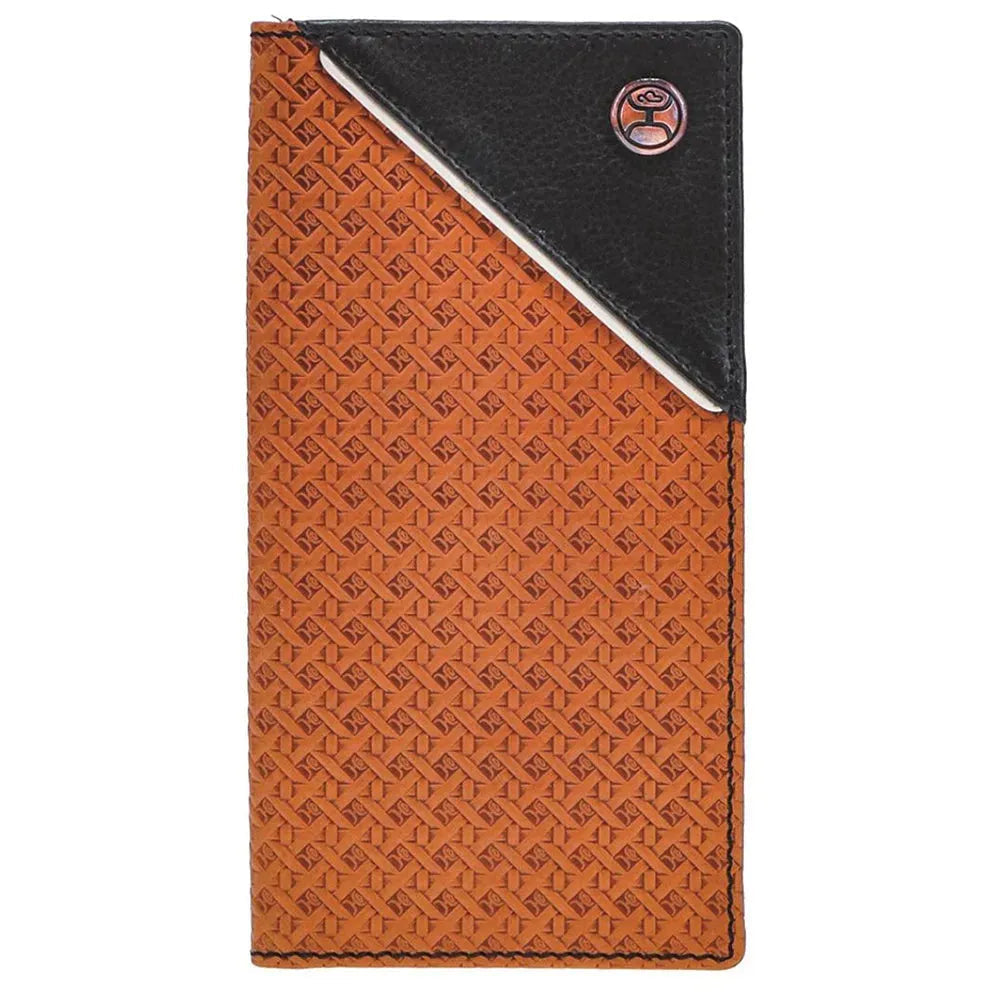 Portefeuille de rodéo HOOey All Over Hands-Up Basketweave avec coin noir (beige) pour homme