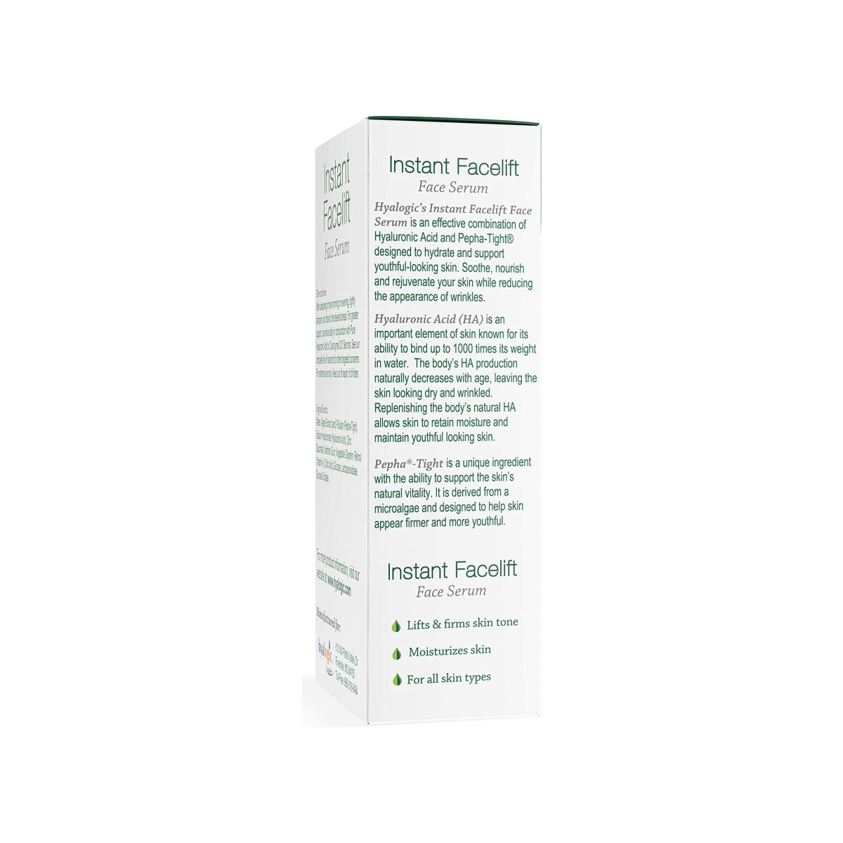 Hyalogic - Sérum instantané pour le visage avec acide hyaluronique et Pepha-Tight - 30 ml