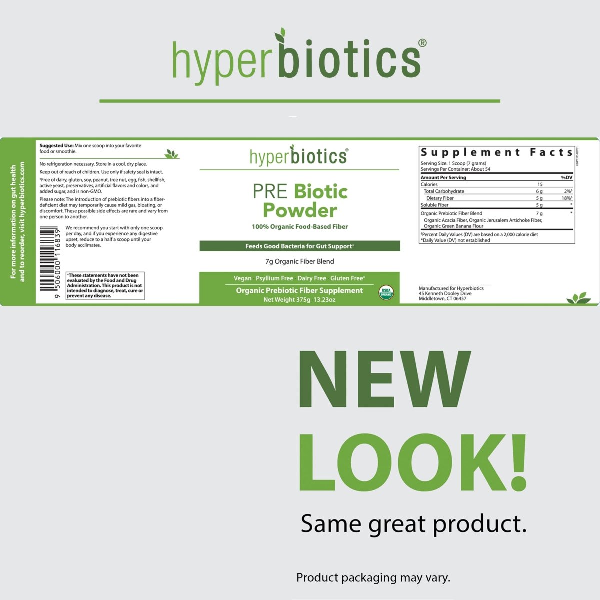 Hyperbiotics - Poudre prébiotique 100 % d'origine alimentaire - 375 g