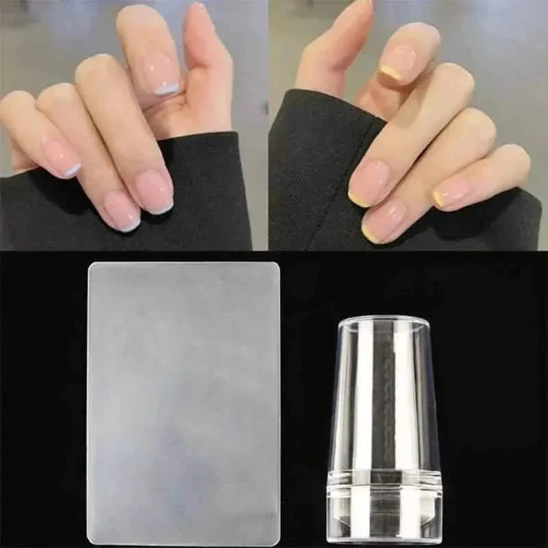 Kit tampon et racloir à ongles en silicone hypoallergénique pour plaque d'estampage French Manucure