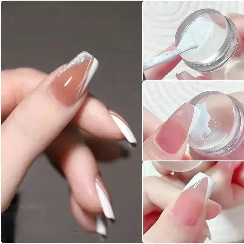 Kit tampon et racloir à ongles en silicone hypoallergénique pour plaque d'estampage French Manucure