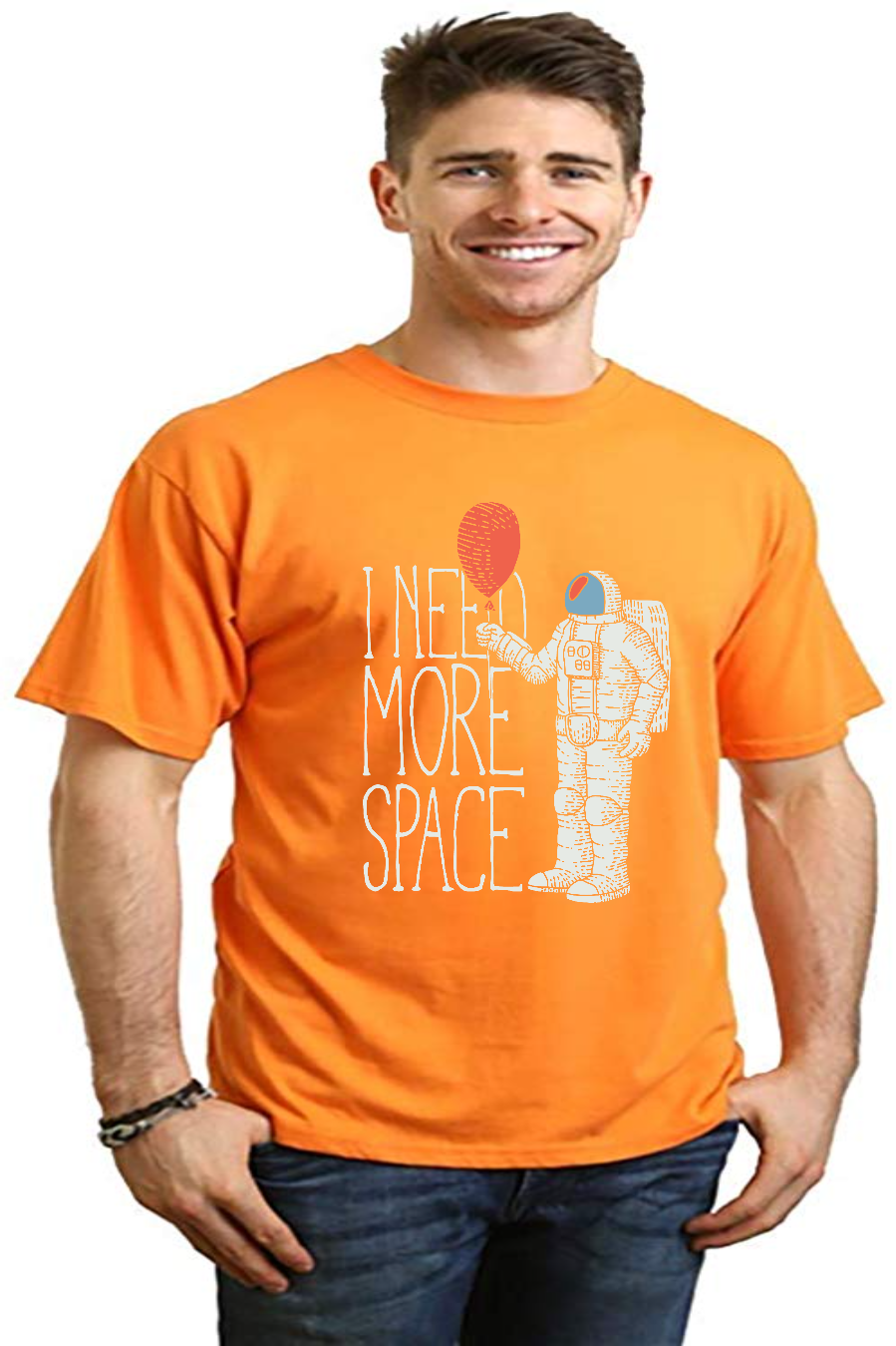 T-shirt graphique à manches courtes en bambou-viscose/coton biologique pour homme « I need more space »