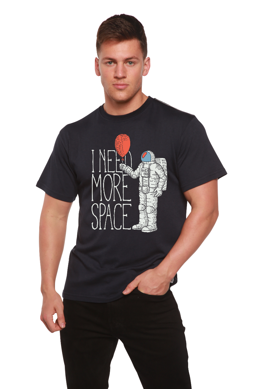 T-shirt graphique à manches courtes en bambou-viscose/coton biologique pour homme « I need more space »