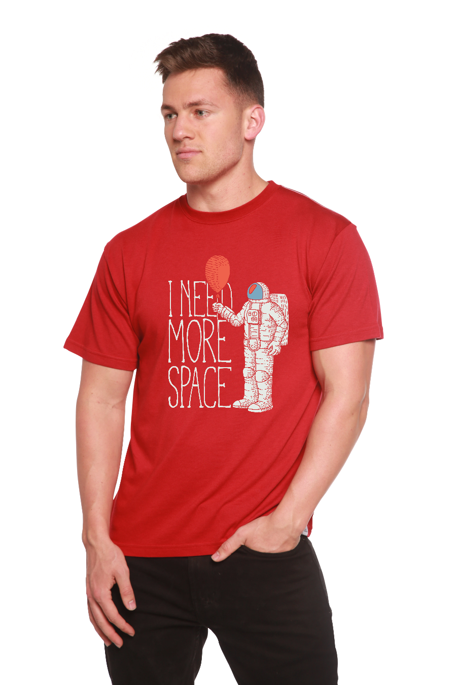 T-shirt graphique à manches courtes en bambou-viscose/coton biologique pour homme « I need more space »