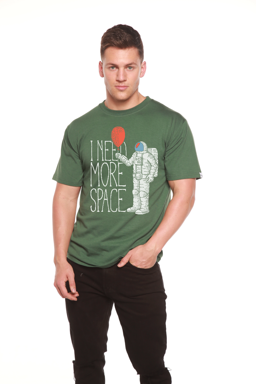 T-shirt graphique à manches courtes en bambou-viscose/coton biologique pour homme « I need more space »
