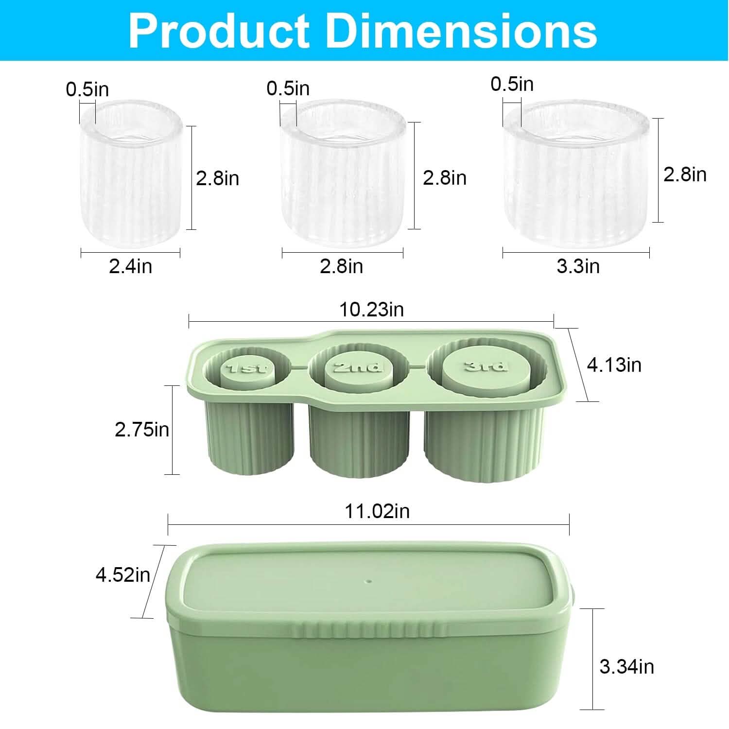 Moule à glaçons en silicone à cylindre creux facile à démouler, compatible avec les gobelets Stanley 20oz/30oz/40oz