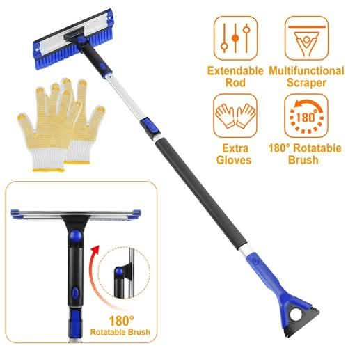 Grattoir à glace et raclette à neige télescopique extensible
