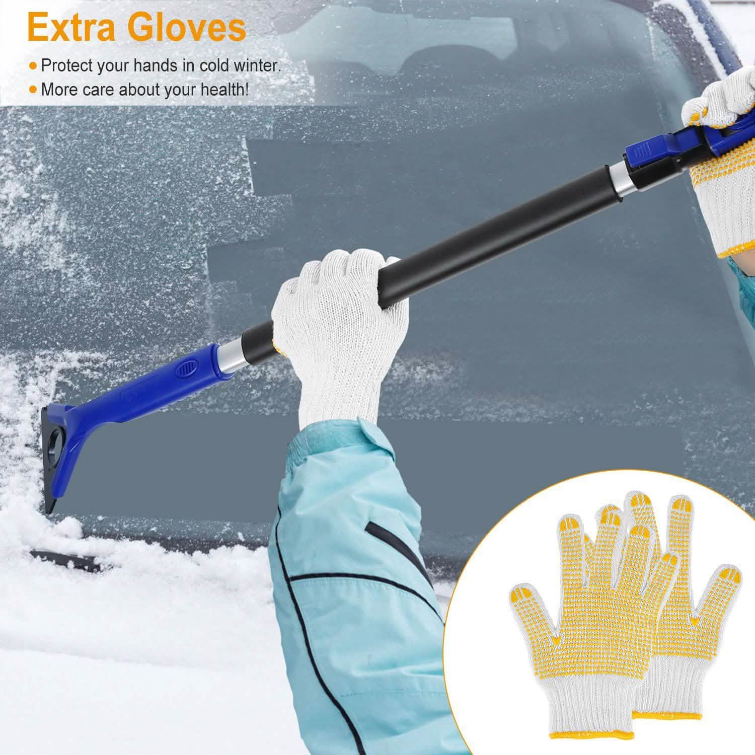Grattoir à glace et raclette à neige télescopique extensible