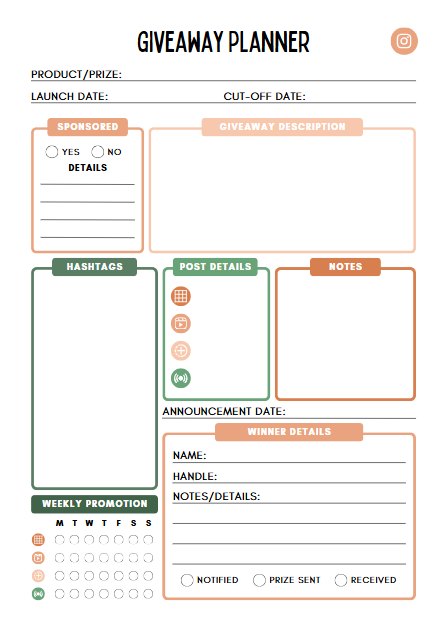 Planificateur Instagram | Modèle Canva de 34 pages