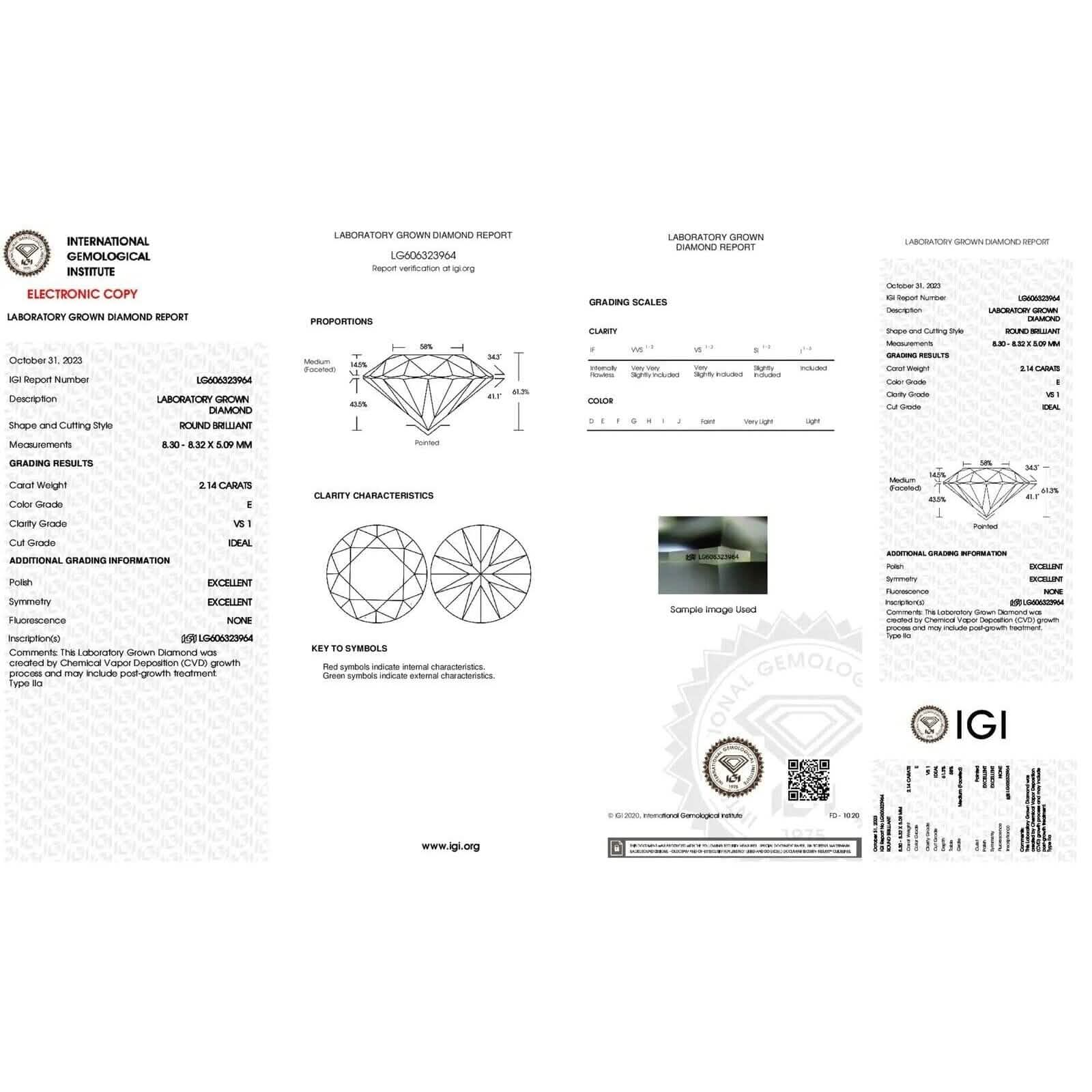 Boucles d'oreilles de fiançailles IGI avec diamants ronds VS1 D de 4,34 carats créés en laboratoire, pureté à l'œil nu