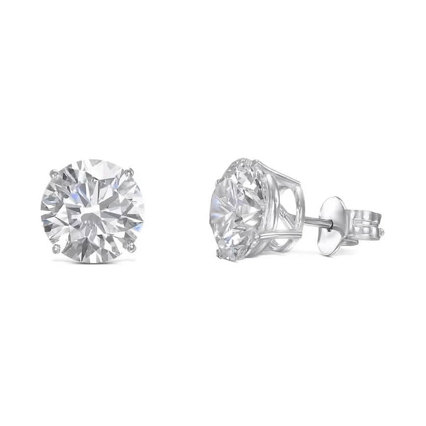 Boucles d'oreilles de fiançailles avec diamants IGI VVS2 E rond 7.54 Ctw de synthèse