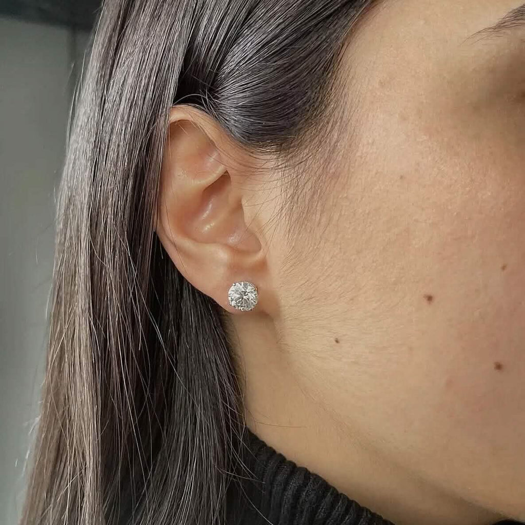 Boucles d'oreilles de fiançailles avec diamants IGI VVS2 E rond 7.54 Ctw de synthèse