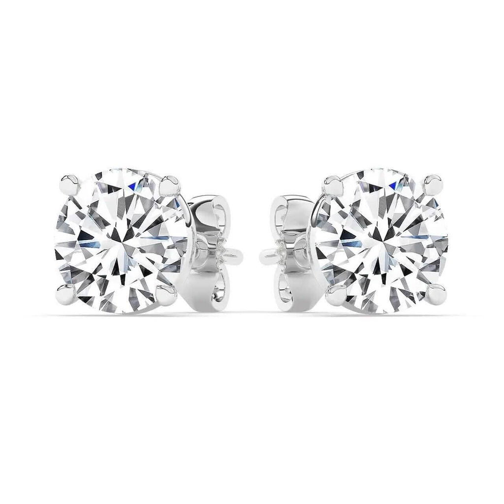 IGI, F/VS1, Clous d'oreilles solitaires ronds en diamant de laboratoire de 4 carats, platine 950