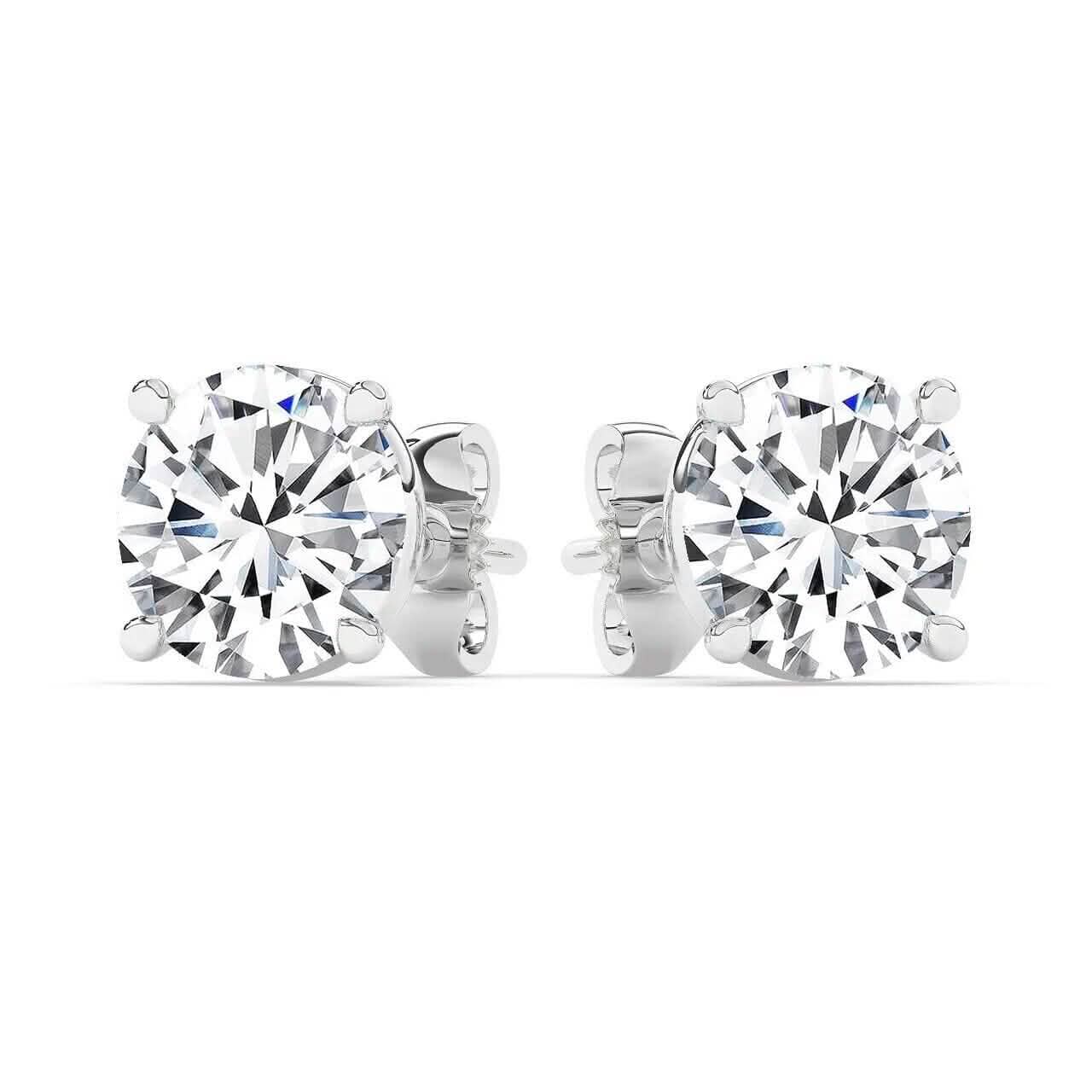 IGI, F/VS1, Clous d'oreilles solitaires ronds en diamant de laboratoire de 4 carats, platine 950