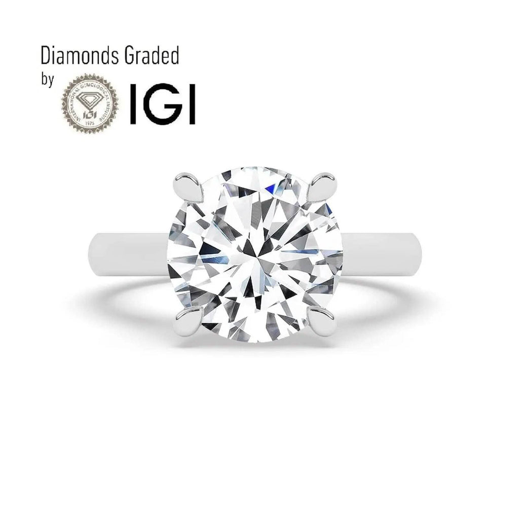Bague de Fiançailles Solitaire en Diamant Rond de Laboratoire IGI, F/VS1, 5 carats en Or Blanc 18 carats