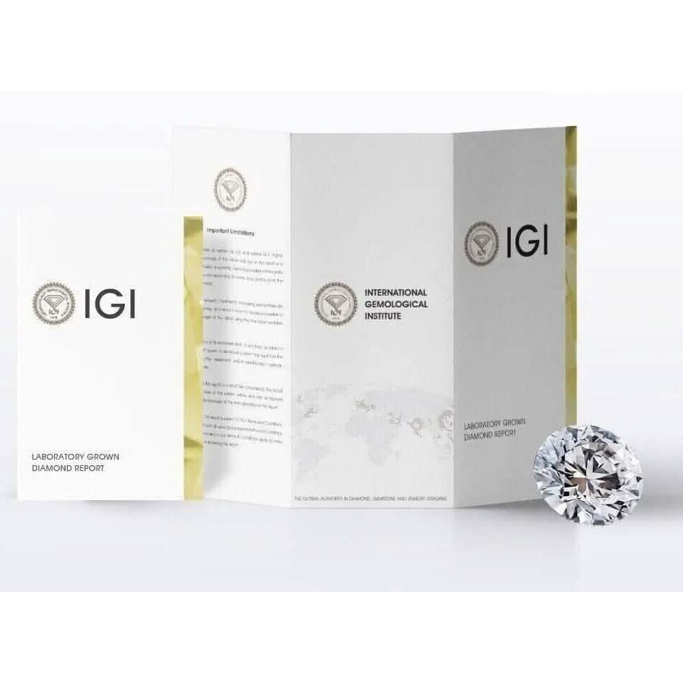 Clous d'oreilles solitaires en diamant rond créé en laboratoire IGI,F/VS1, 2 carats, en or jaune 18 carats