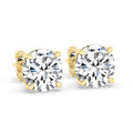 Clous d'oreilles solitaires en diamant rond créé en laboratoire IGI,F/VS1, 2 carats, en or jaune 18 carats