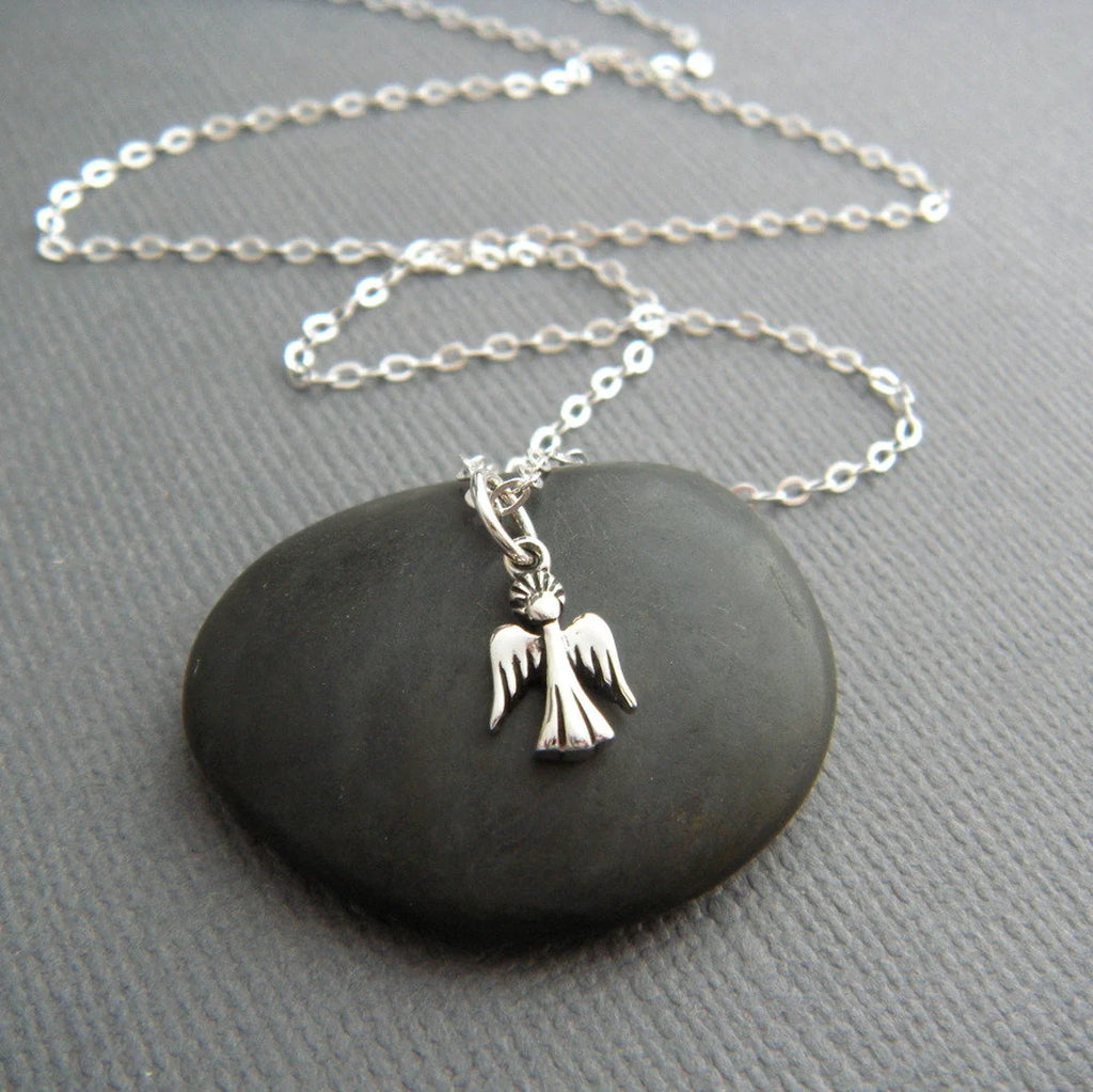 Mini Collier Ange – Pendentif en argent sterling 9 mm sur chaîne de 45 cm