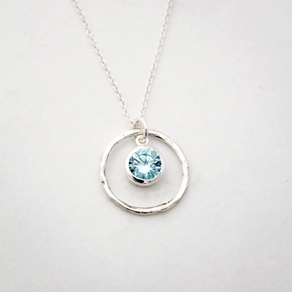 Collier Pierre de Naissance Orbit – Pendentif Cercle en Argent Sterling