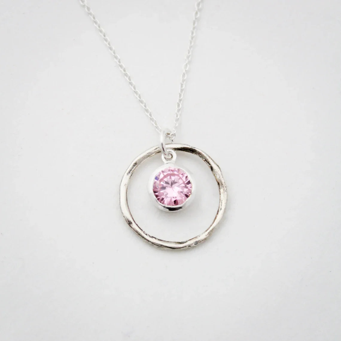 Collier Pierre de Naissance Orbit – Pendentif Cercle en Argent Sterling