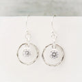 Hammered Orbit Birthstone Earrings – Sterling Silver