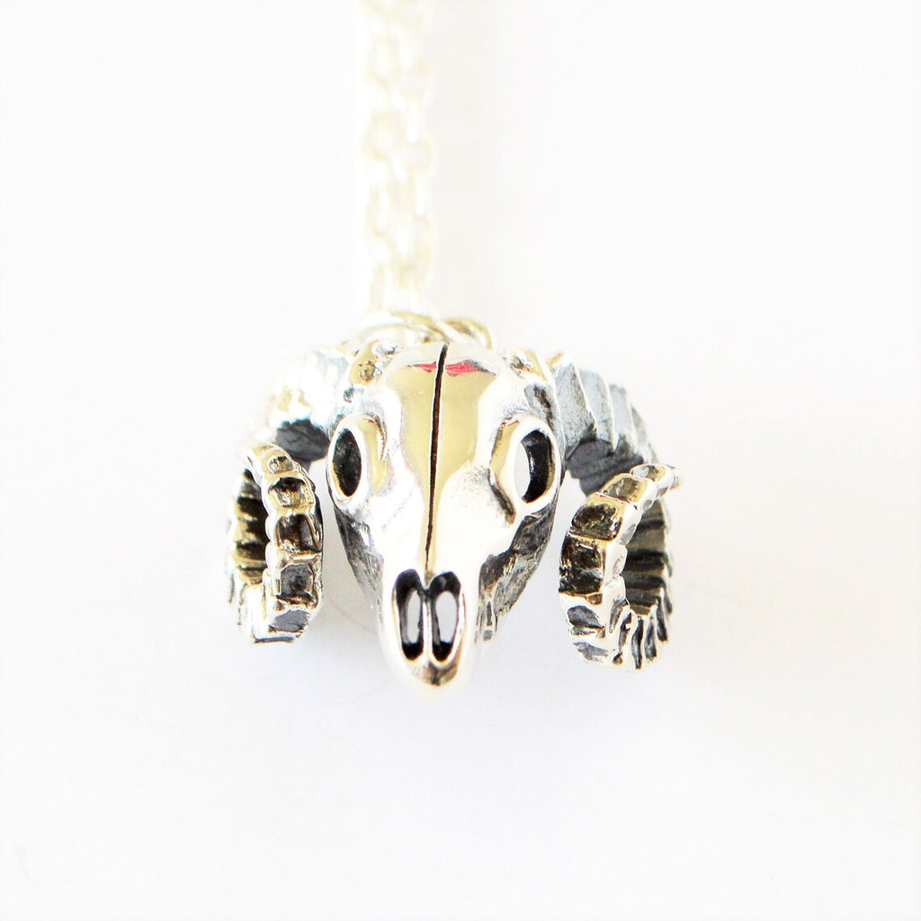 Ram Skull Talisman Necklace – Sterling Silver on 18" Chain
