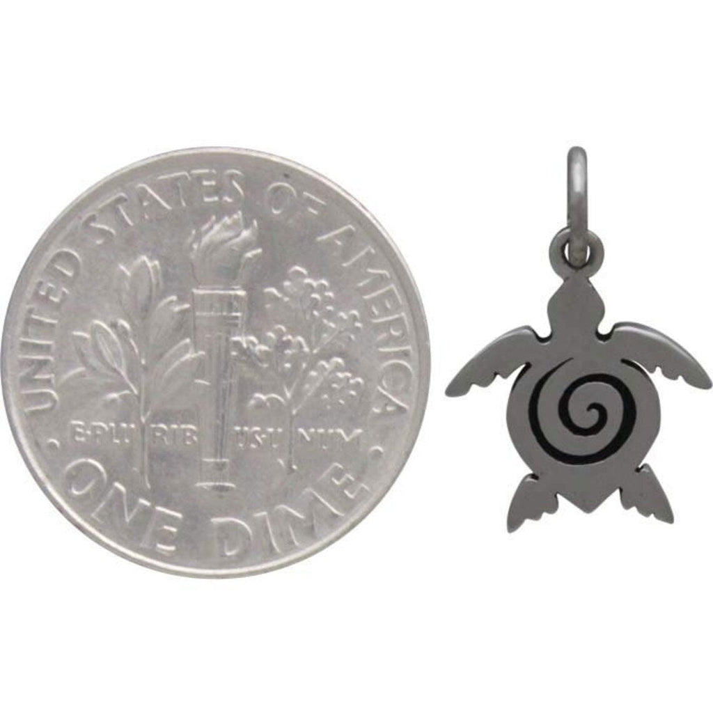 Charm Tortue de Mer en Argent Sterling avec Collier Spirale