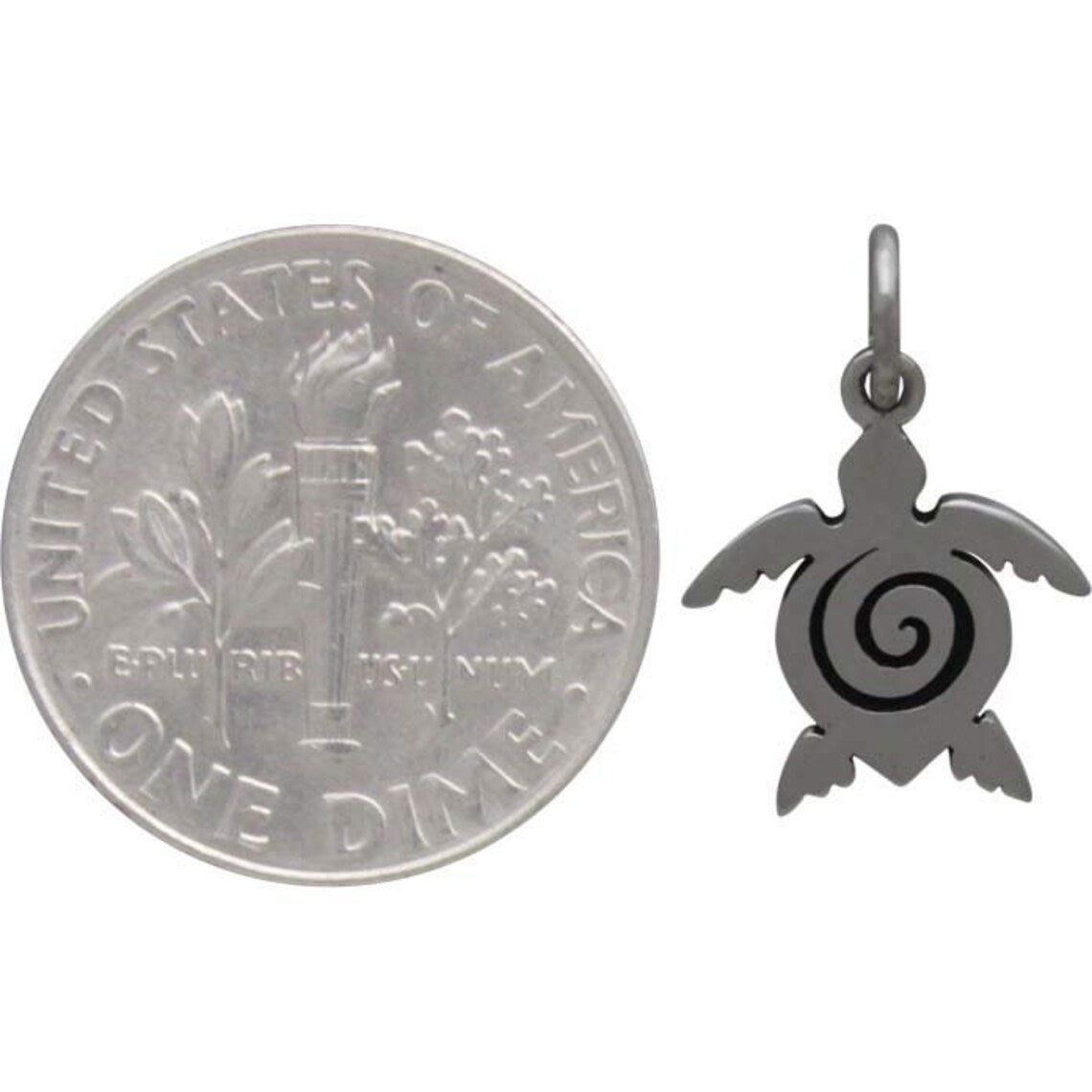 Charm Tortue de Mer en Argent Sterling avec Collier Spirale