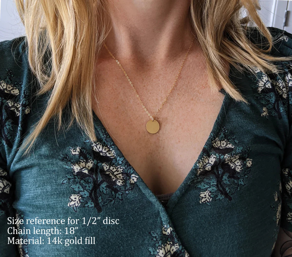 Collier d'épouse de policier – Numéro d'insigne estampillé à la main sur disque de 1,27 cm, or ou argent, chaîne de 45,72 cm