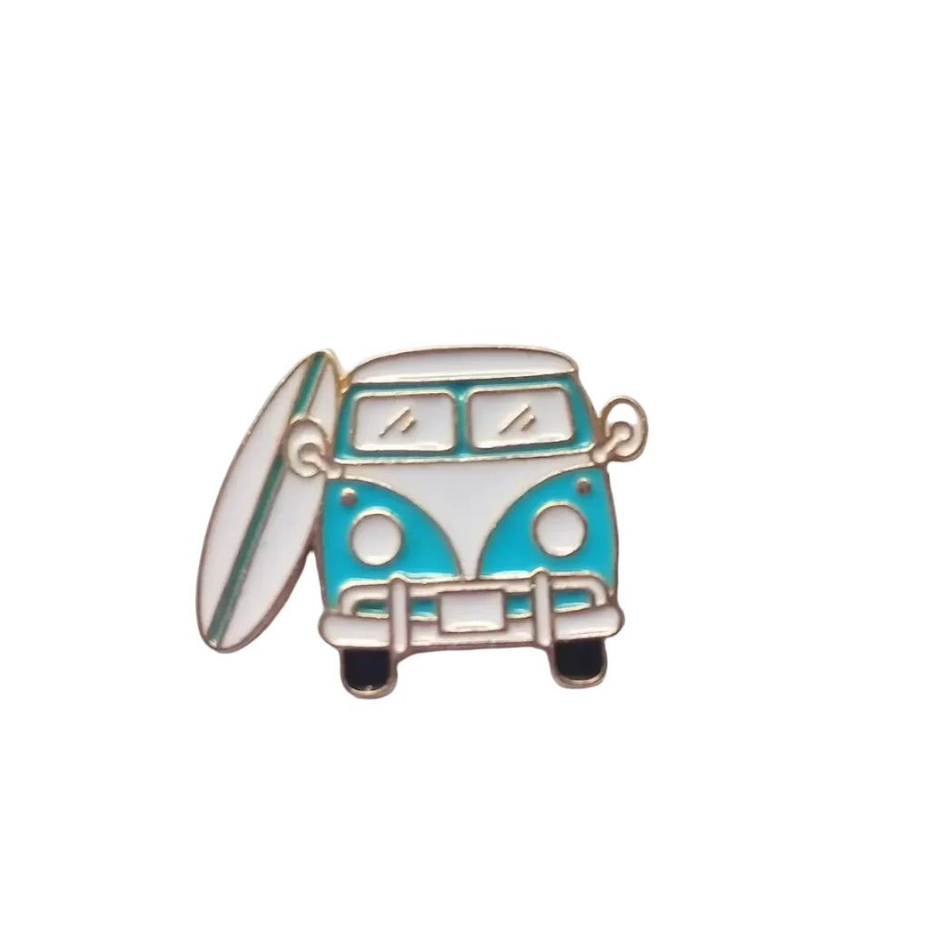Retro Camper Van Enamel Pin – Surf & Camping Adventure Pin