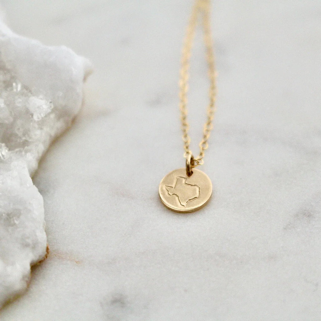 Collier délicat avec pendentif représentant un État – Bijou personnalisé en or ou en argent