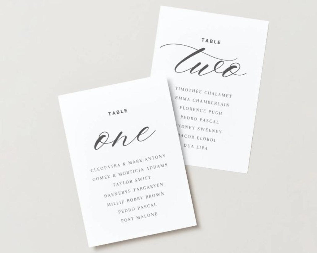 Numéros de table de mariage 1 à 10 | Panneaux de plan de table imprimables
