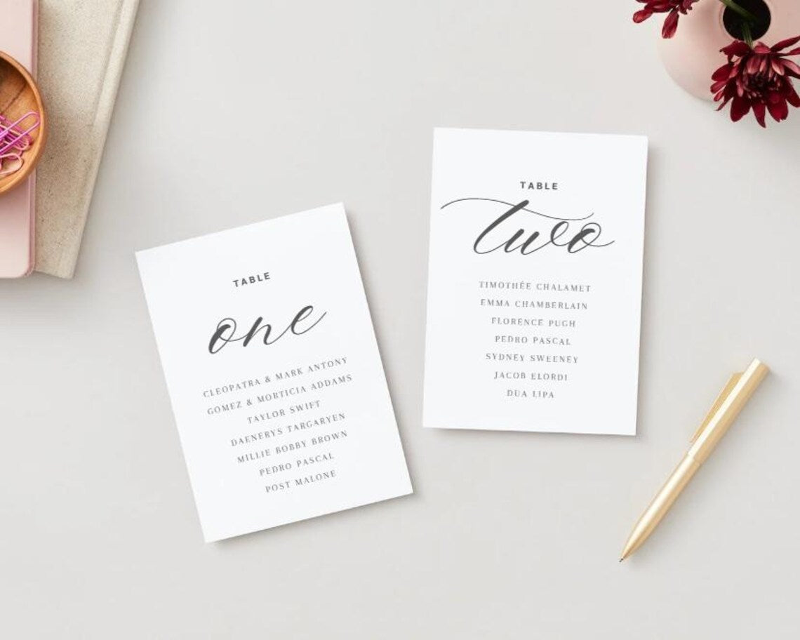 Numéros de table de mariage 1 à 10 | Panneaux de plan de table imprimables
