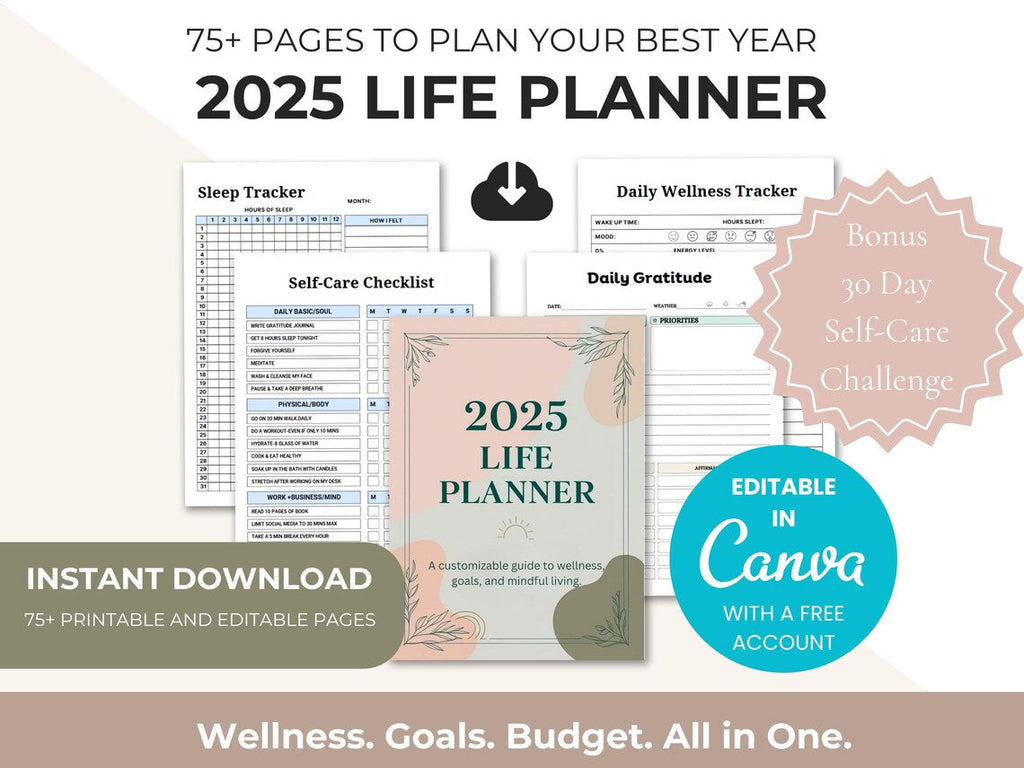 2025 Life Planner | 75+ Pages | Printable & Editable