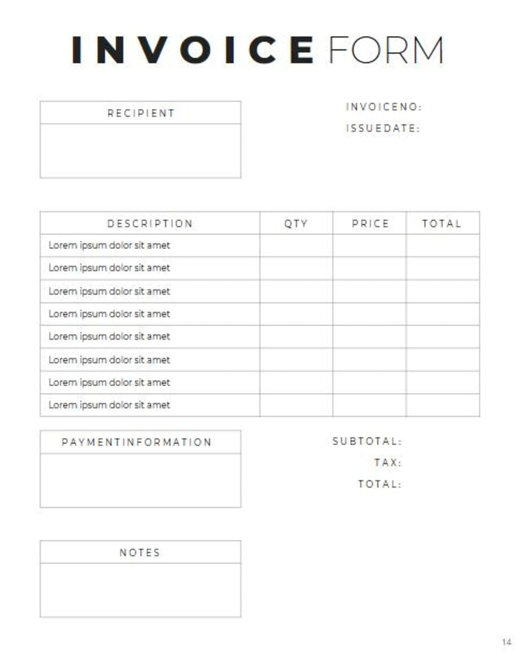 Planificateur complet pour petites entreprises | Plus de 50 pages | Imprimable et modifiable