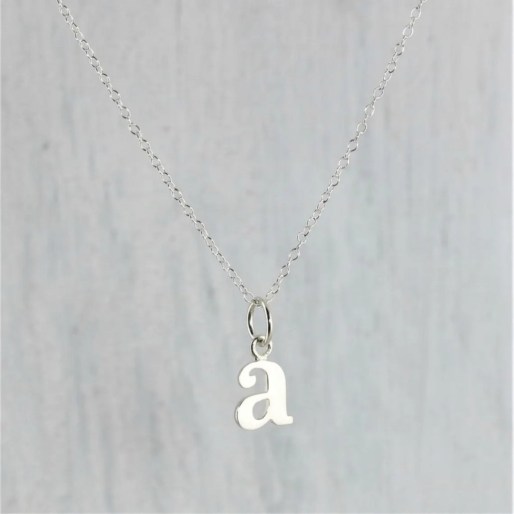 Tiny Typewriter Initial Necklace – Choose Your Letter, Sterling Silver Charm on 16" Chain