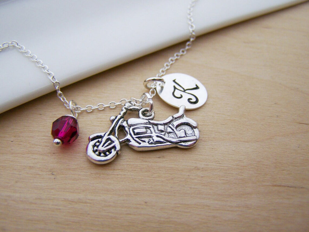 Collier Moto Personnalisé – Argent Sterling avec Pierre de Naissance ou Perle
