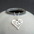 Love You to the Moon Necklace – Sterling Silver Heart Charm on 18" Chain