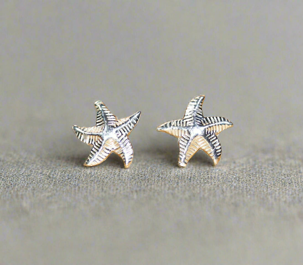 Boucles d'oreilles clous étoiles de mer en argent sterling – 1/2 pouce