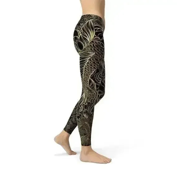 Leggings noirs femme Carpe Koï