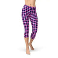 Legging Capri Pied-de-poule Rose Violet